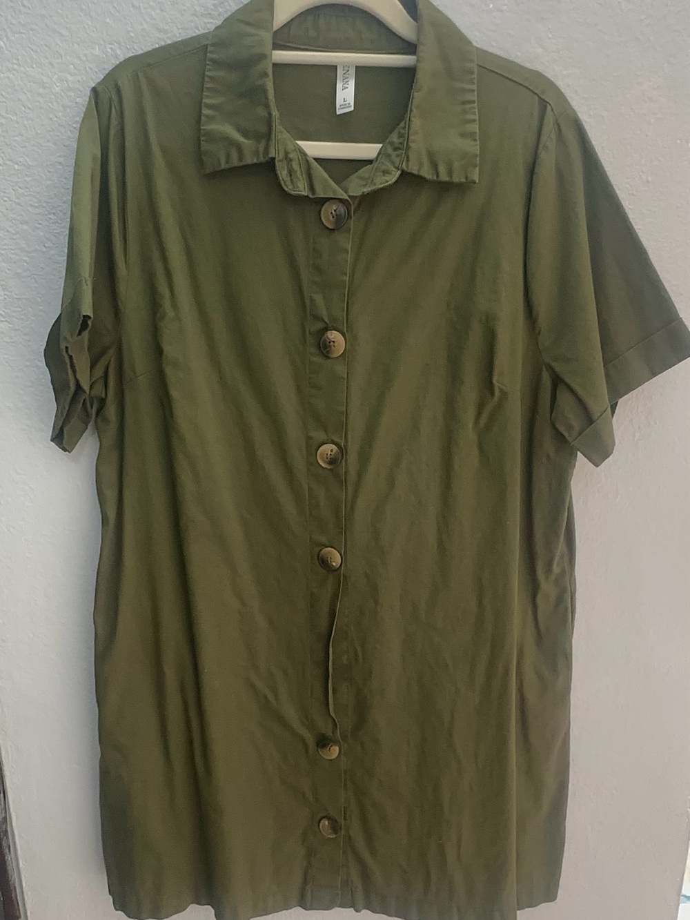 Zenana Olive Button-Front Shirt Dress